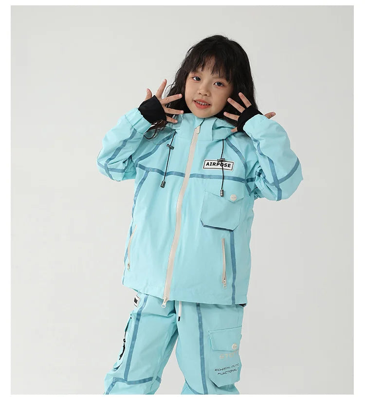 2024 New Children Ski Suit Girls Boys Winter Outdoor Windproof Snowboard Jacket Pants Warm Kids Waterproof Skiing Set