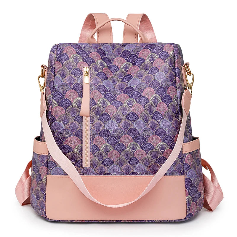 Anti Theft Design Women's Backpack Fashion PU Leather Backpack School Bags for Teenagers Girls Large Volume Leisure Travel Bag