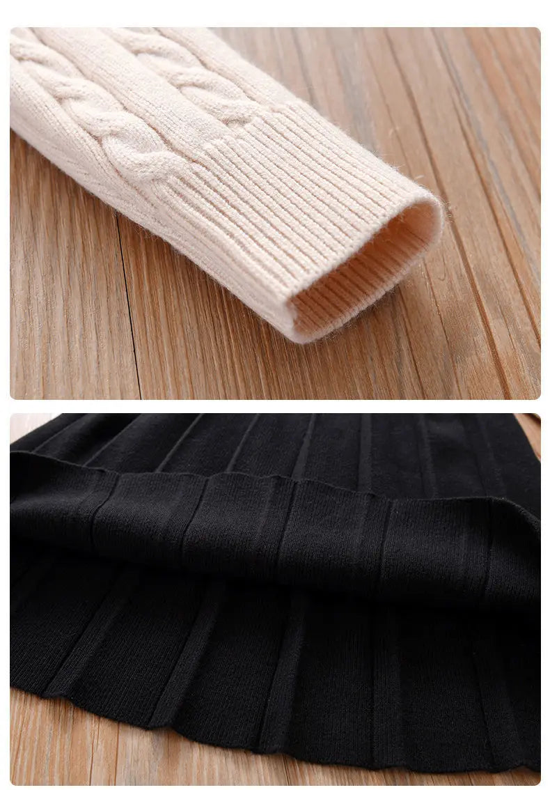 2023 Autumn winter Teenagers Girls Kids button Knit Sweater Dresses Princess clothes new year Christmas 4 5 6 7 8 9 10 11 year