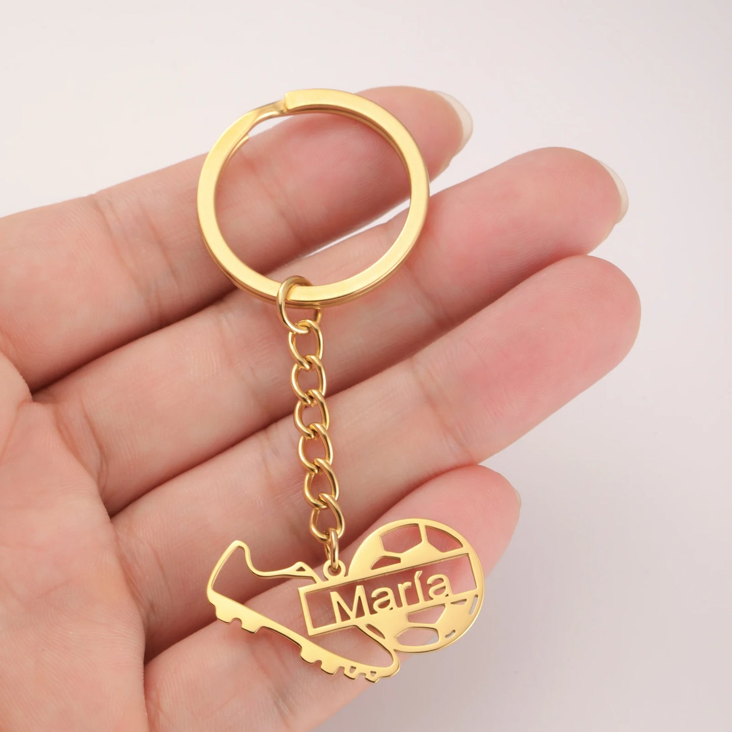 Custom Name Football Soccer Shoes Keychain Car Keyring Stainless Steel Bag Accessories for Football Lover Personalized Jewelry