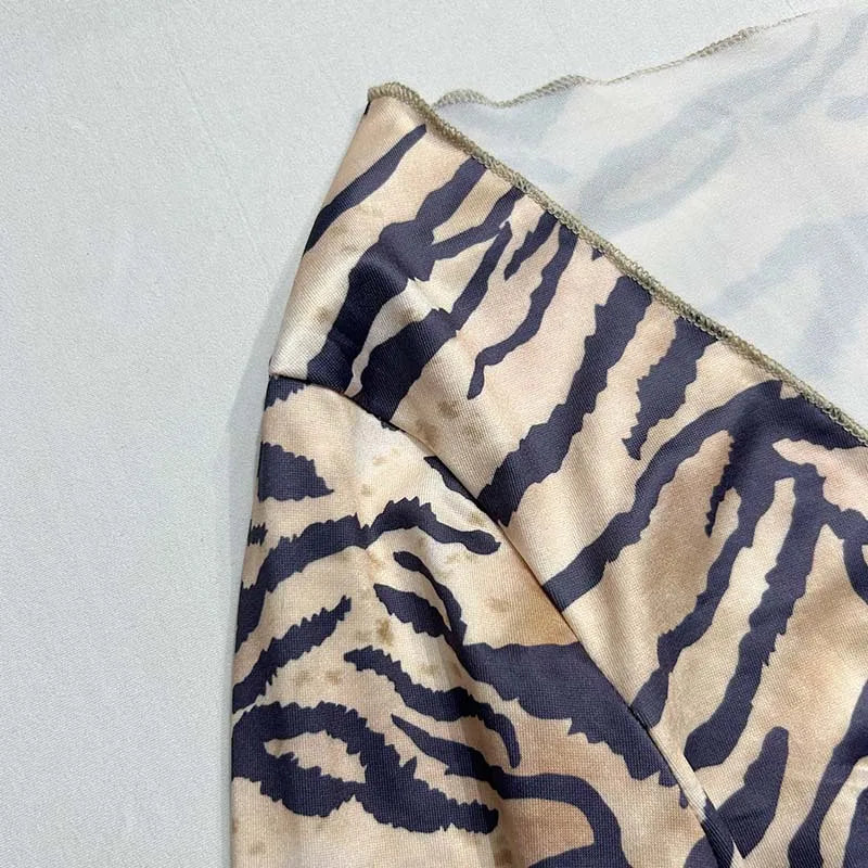 Tiger Printed Two Piece Set for Women, Sexy Long Sleeve Tops, Maxi Skirts, Matching Sets, Slim Outfits, Party Wear, Summer