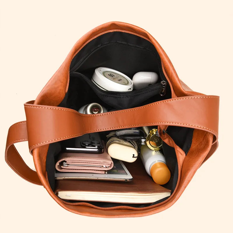 High Quality Big  Volume  Women Handbag Luxury Women Bag Side Pockets Design Tote Bag PU Leather Totes Shoulder Bags Ladies Bags