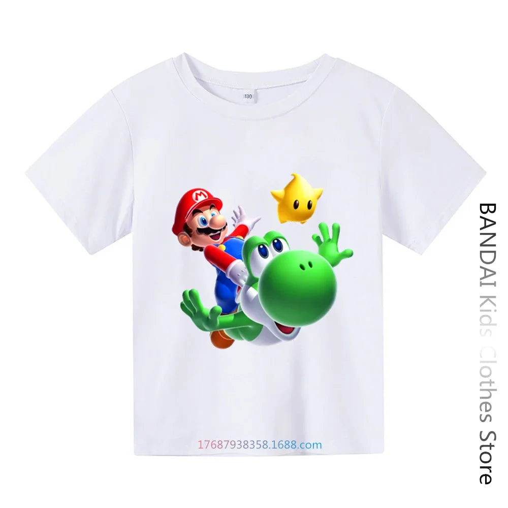Super Mario Tshirt  Kids Fashion Baby Boy Clothes Mario Bros T-shirt Pikachu Cotton Children Tops Girls Clothing Casual Tees