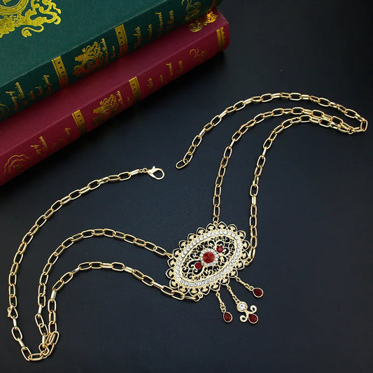 Sunspicems Casual Arabic Abaya Caftan Waist Chain Gold Color Tassel Pendant Morocco Belt Kids Body Jewelry Bride Waist Chain