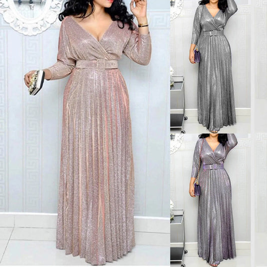 Sexy Deep V Neck Sequined Bling Shiny Women's Casual  Formal Dresses Gown Plus Size Party Evening Prom Gala Vestidos