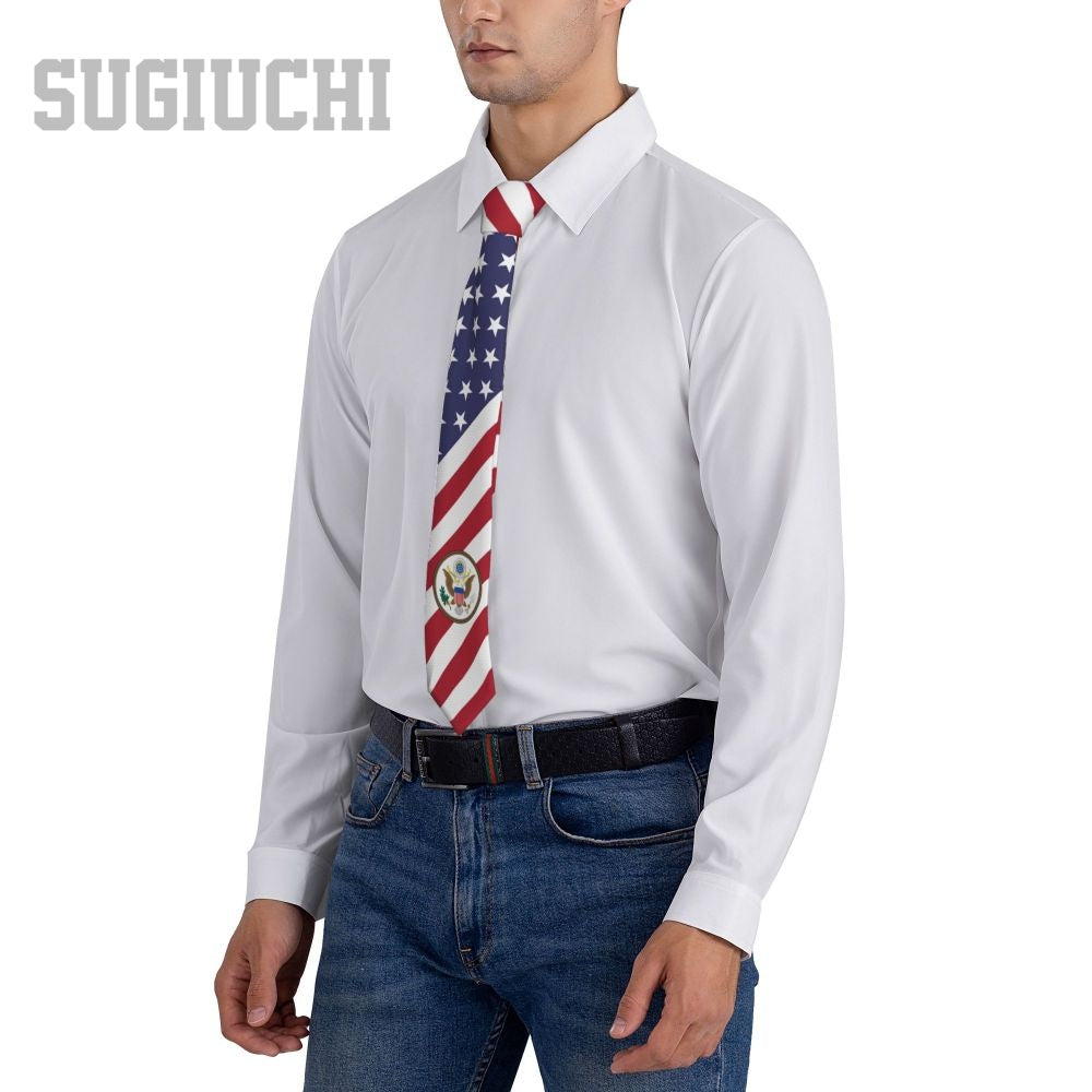 United States USA Flag American Emblem Men Women Neck Ties Casual Plaid Tie Suits Slim Wedding Party Business Necktie Gravatas