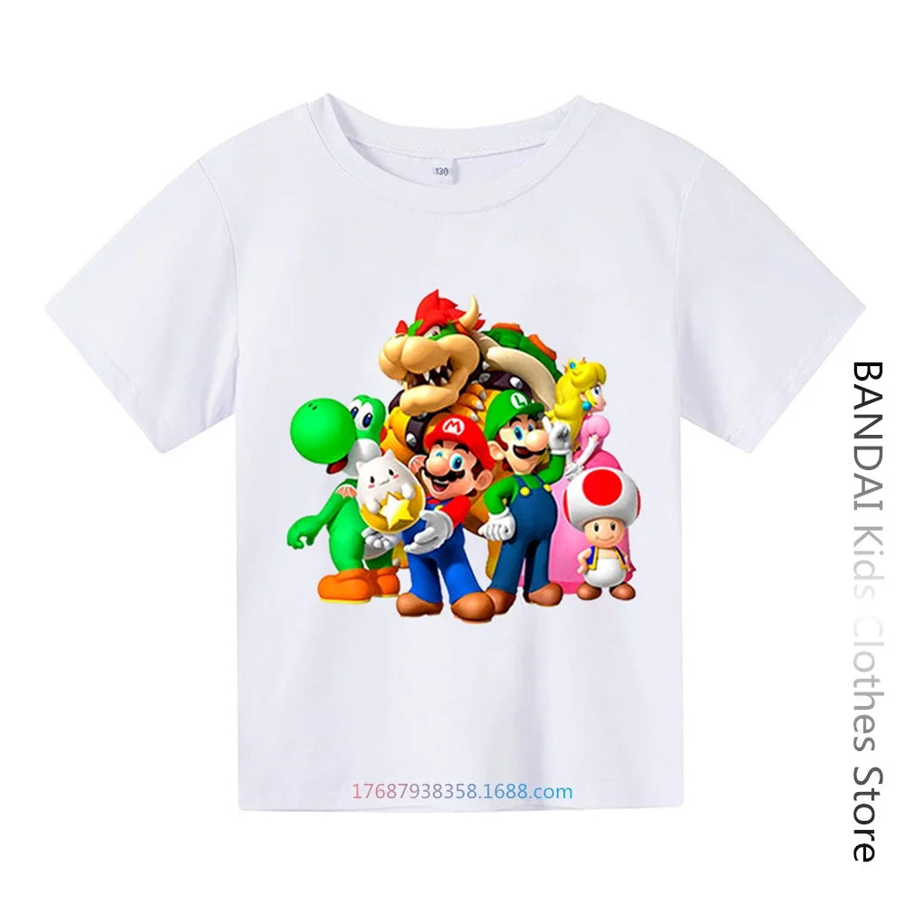 Super Mario Tshirt  Kids Fashion Baby Boy Clothes Mario Bros T-shirt Pikachu Cotton Children Tops Girls Clothing Casual Tees