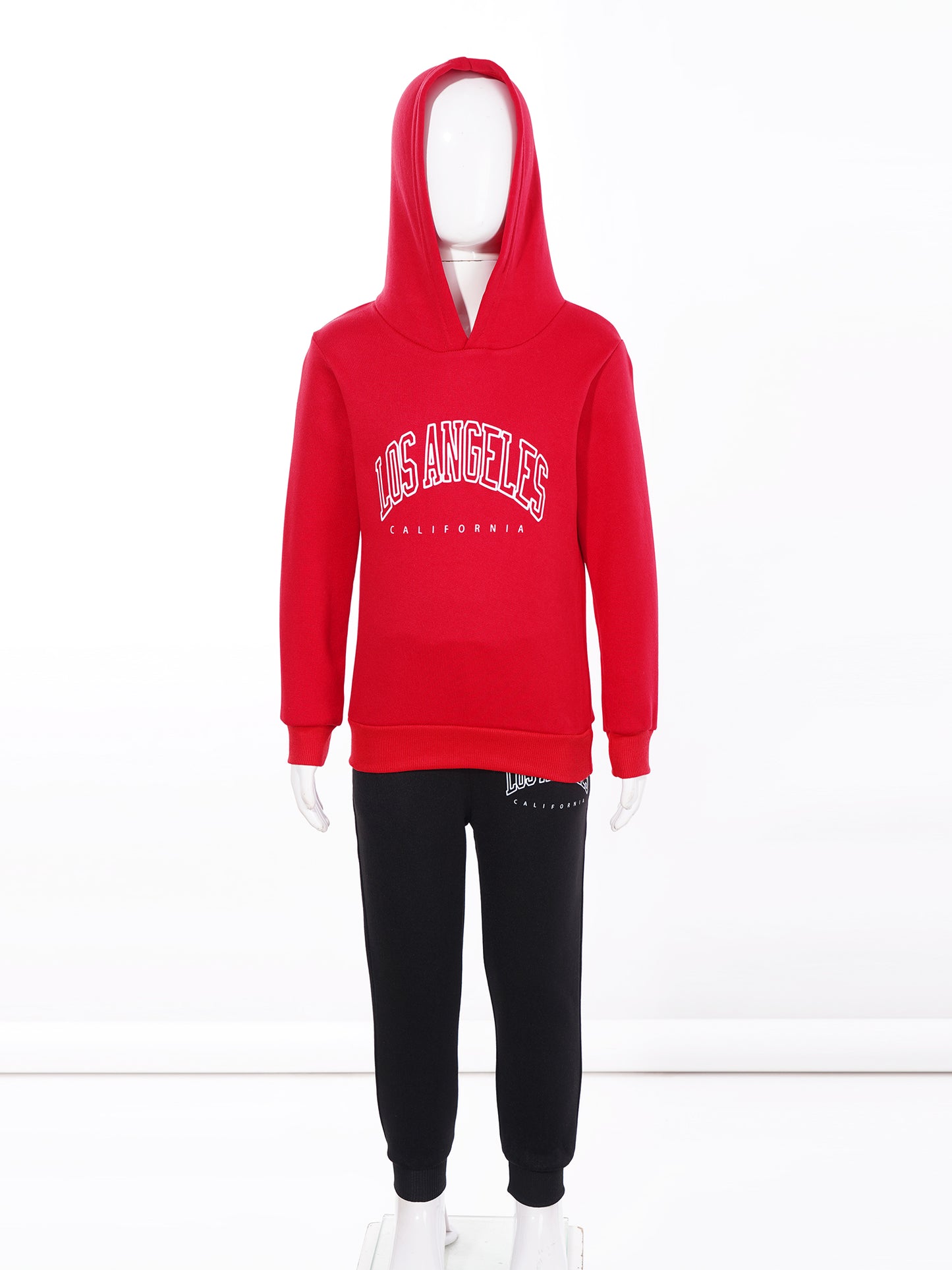 Kids Boys Girls Letter Printed Sport Suit Tracksuit Long Sleeve Hooded Pullover with Elastic Waistband Pants