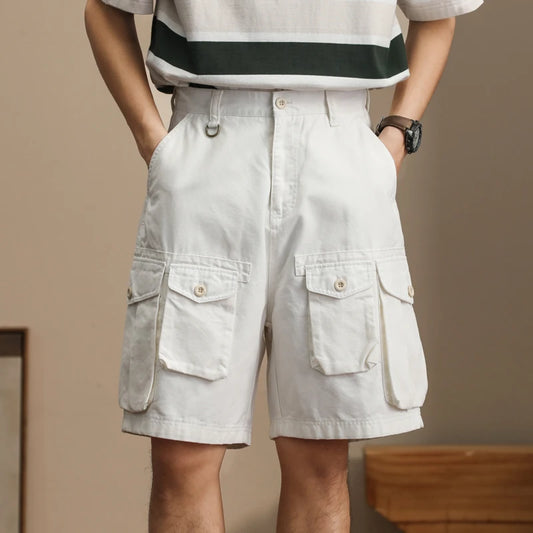 2024 Men Short Pants Cargo Pants Loose Casual Knee Length Fashion Stretch Multi-pocket Sweatpants Male Beach Shorts