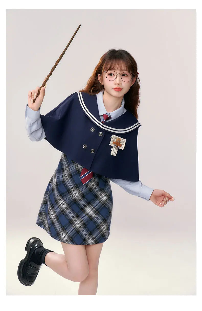 Japan School Uniforms Student Student Girl Navy Costume Cute Women Sexy Navy JK Suit Sailor Blouse Pleated Dress Set