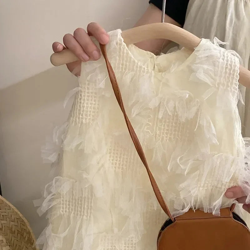 Summer Baby Girl Princess Cotton High-end Dress Sleeveless Infant Toddler Child Elegant Tulle Vestido Party Baby Clothes 18M-10Y