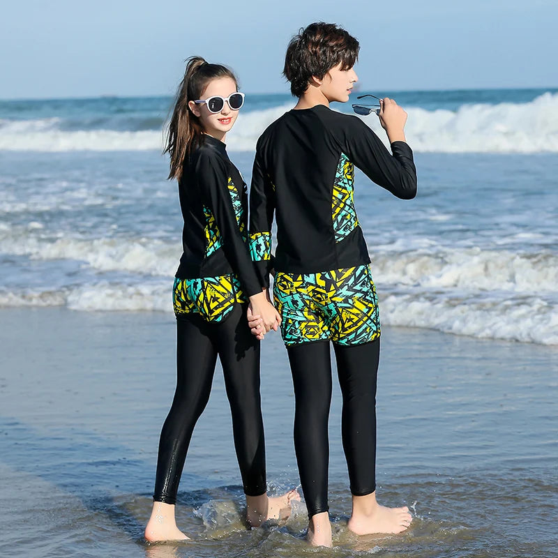 2022 Girls Boys Rashguard Wetsuit Diving Suit 3 Pcs Swimsuit Sports Long-sleeve Pants Surfing Big Children Sunscreen Swimwear