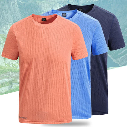 (L-8XL)Ice Silk Mens Tee-Shirt Camping Hiking Fishing Quick Dry Short Sleeve Shirt Loose Fitness Tops Round Neck Couple Sport T-Shirt