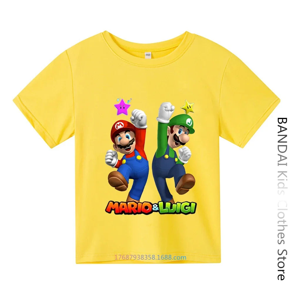 Super Mario Tshirt  Kids Fashion Baby Boy Clothes Mario Bros T-shirt Pikachu Cotton Children Tops Girls Clothing Casual Tees