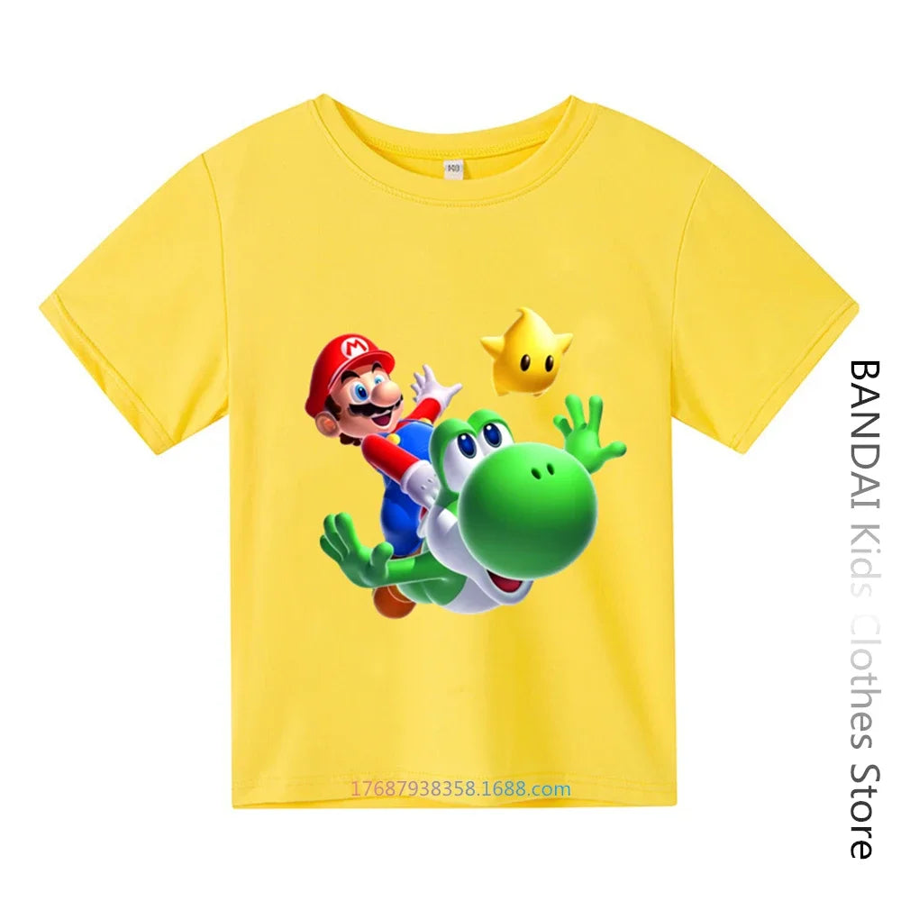 Super Mario Tshirt  Kids Fashion Baby Boy Clothes Mario Bros T-shirt Pikachu Cotton Children Tops Girls Clothing Casual Tees