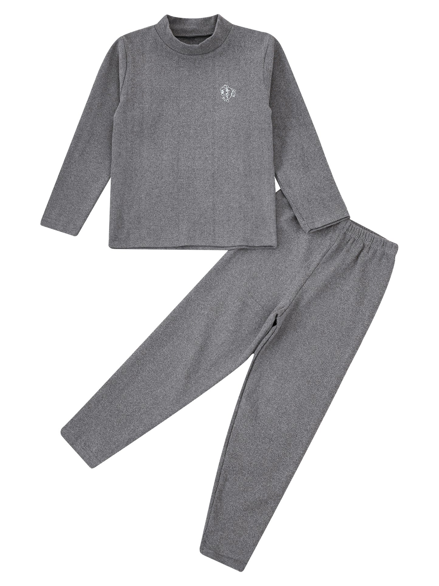 Teen Girls Boys Casual Outfit Sports Sets Turtleneck Long Sleeve Dolphins Print Thermal Top+Pants Warm Basic Underwear Sleepwear