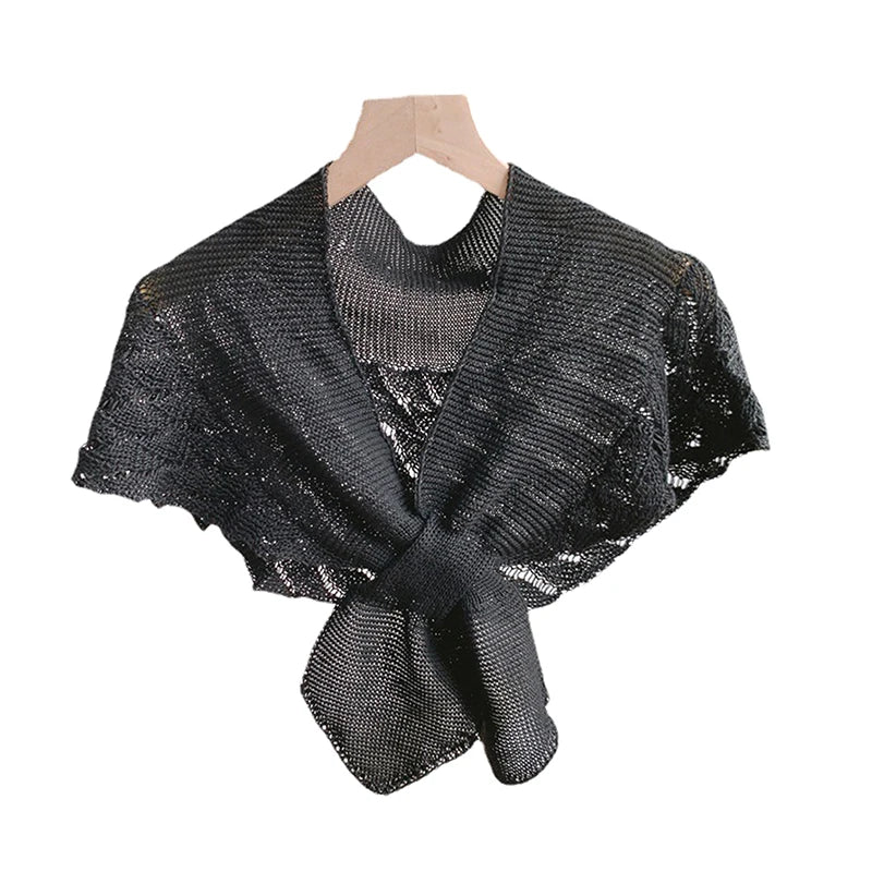 Fake Collars Shawl Women Female Blouse Shoulders Fake Collar Knotted Knitted Scarf Solid Color Neck Guard Scarf