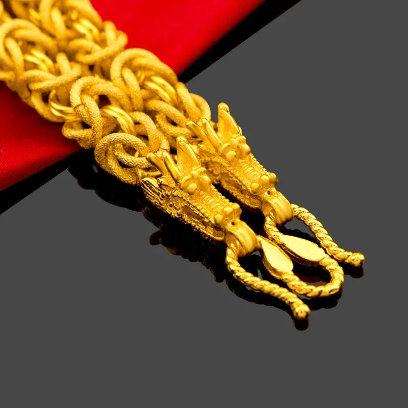 Plated 100% Real Gold 999 24k Necklace Rope 18K Length 60cm for Men's Neck Chain Wedding Engagement Fine Jewelry