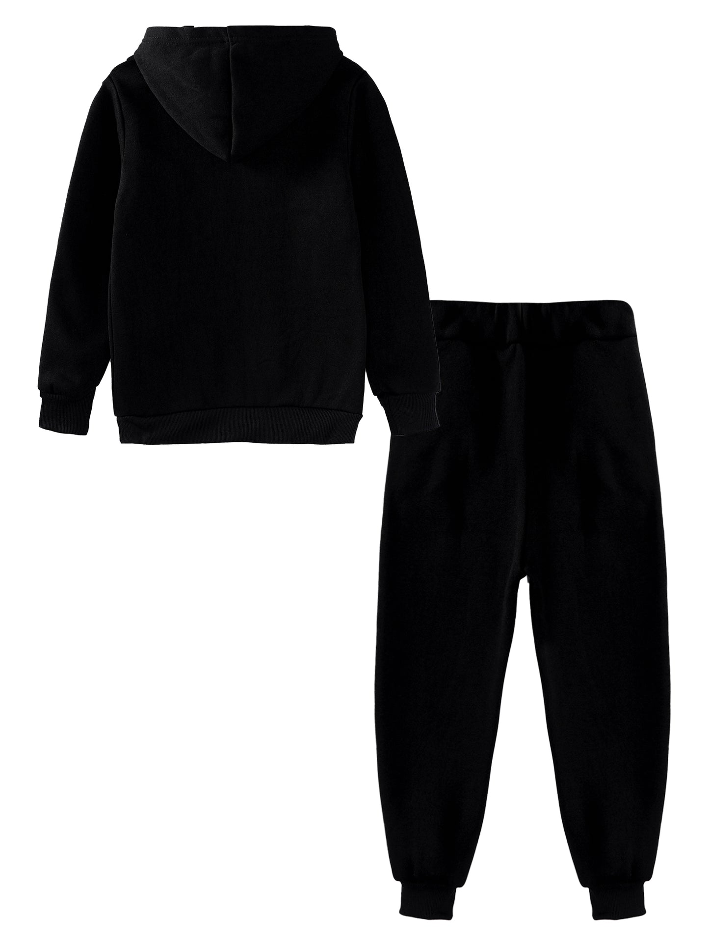 Kids Boys Girls Letter Printed Sport Suit Tracksuit Long Sleeve Hooded Pullover with Elastic Waistband Pants