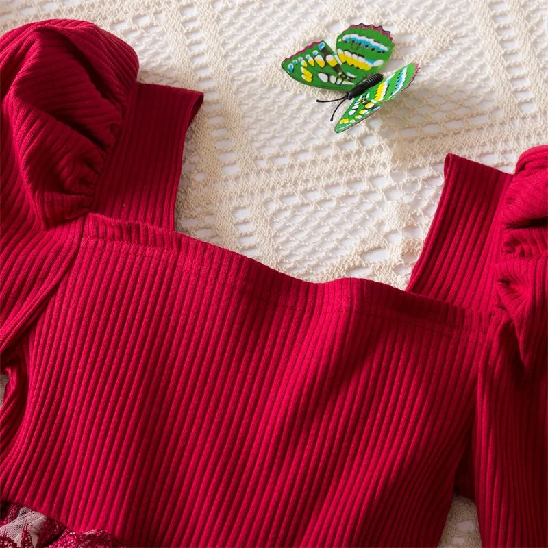 Sequin Girls Princess Party Dresses for 3-8 Yrs Kids Birthday Wedding Evening Prom Gown Spring Fall Long Sleeve Children's Dress