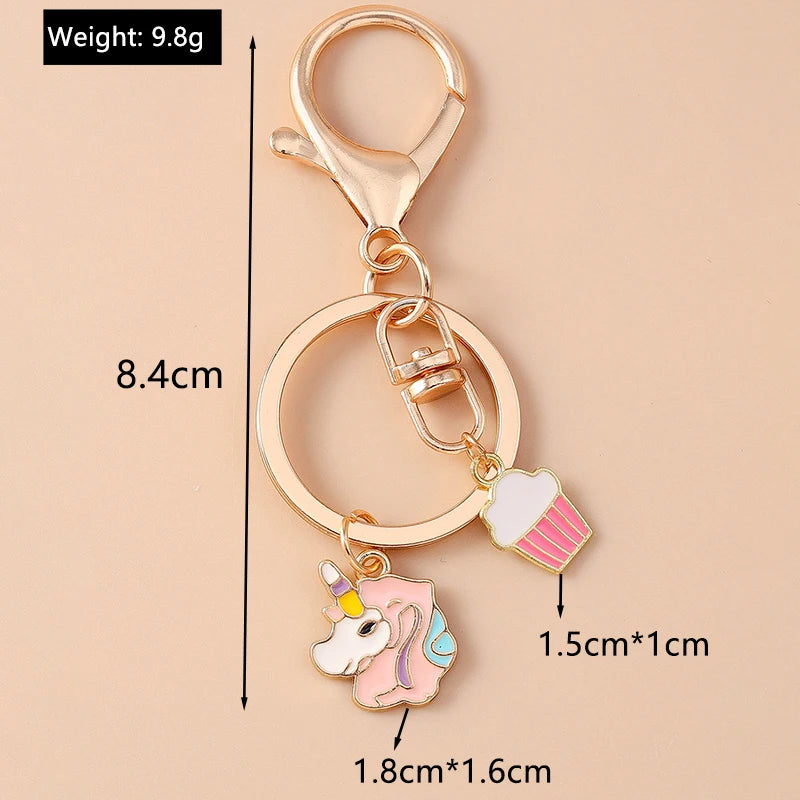 Cute Enamel Unicorn Keychain Horse Key Ring Women Girls Handbag Pendant DIY Jewelry Gift Accessories