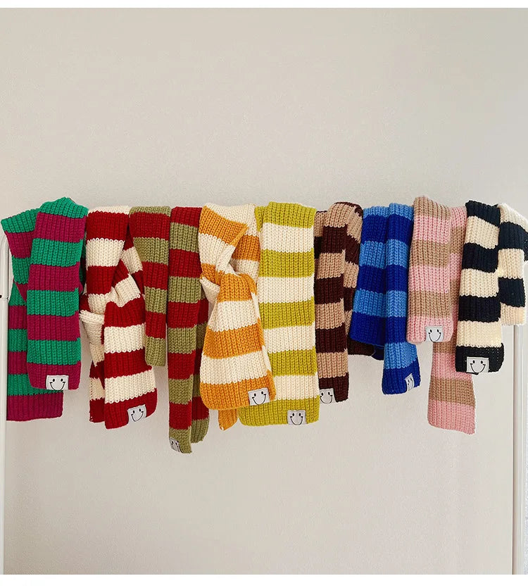Baby Girls Boys Scarf Kids Korean Style Scarves Letter Printed Accessories Children's Knitted Bib Cotton Versatile Warm Clothing