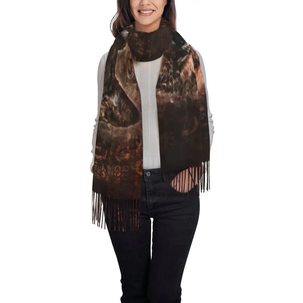 German Shepherd Courage Scarf Wrap Women Long Winter Fall Warm Tassel Shawl Unisex Alsatian Wolf Dog Lover Scarves