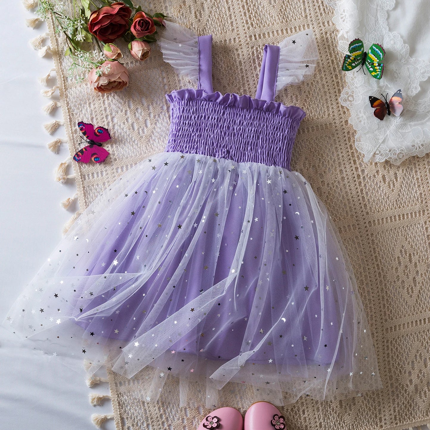 Butterfly Newborn Baby Dress New Summer Cute Baby Girls Clothes Tulle Lace Embroidery Infant Party Clothing 1 -5Y Birthday Dress