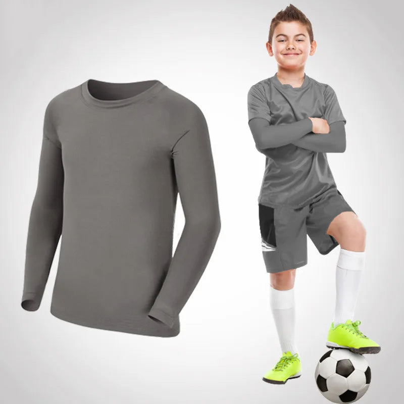 Kids Children Boy Girl Running Long T Shirt Fitness Sport Basketball Football Outdoor Hiking Jogging Riding Soccer Clothes J25