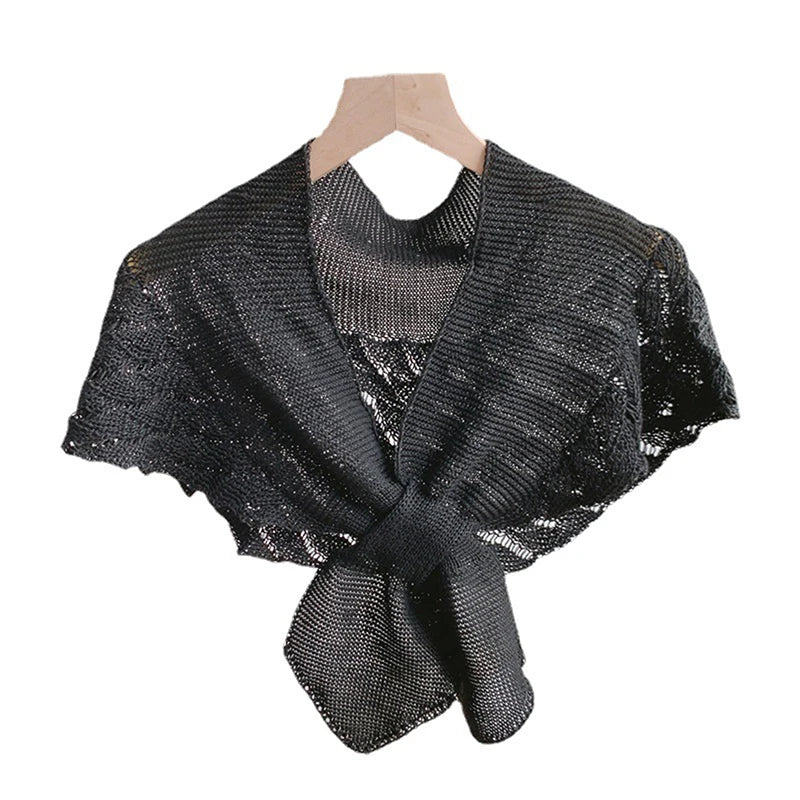 Fake Collars Shawl Women Female Blouse Shoulders Fake Collar Knotted Knitted Scarf Solid Color Neck Guard Scarf