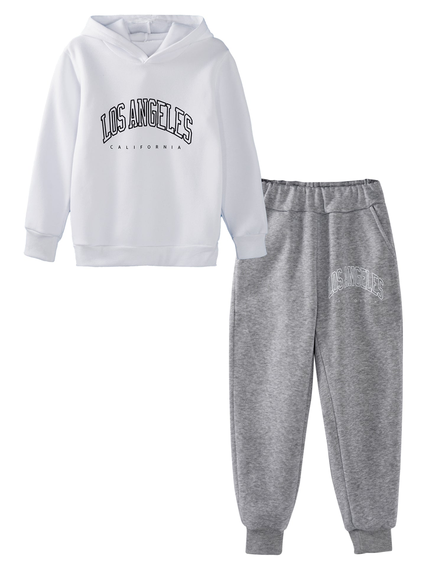 Kids Boys Girls Letter Printed Sport Suit Tracksuit Long Sleeve Hooded Pullover with Elastic Waistband Pants