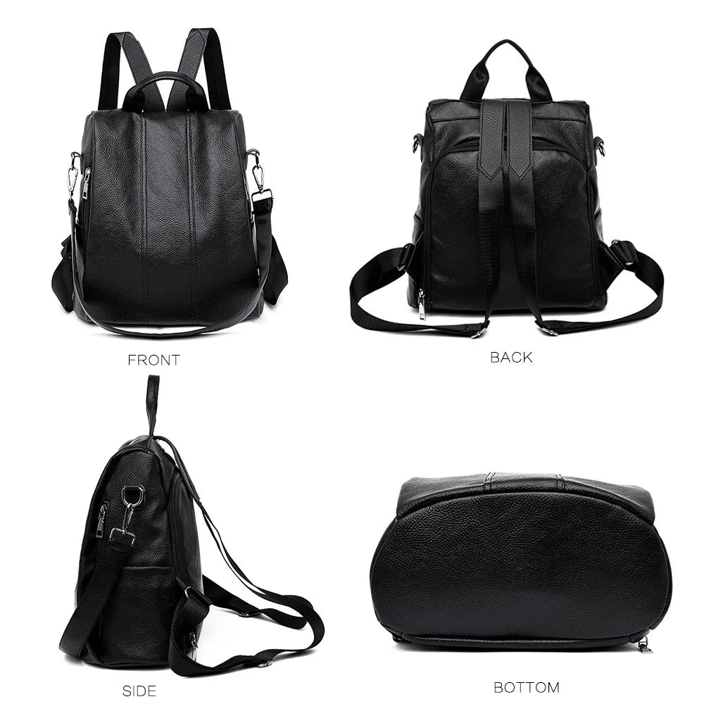 Summer White Fashion PU Leather Anti-thief Backpack Large  Volume  School Bag for Teenager Girls Multifunction Casual Sac a Dos