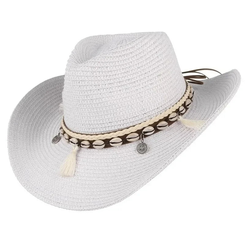Fashion Summer Straw Hat Women Beach Lady Sun Caps Panama Hat Cowboy Straw Cap UV Protection Sonskerm Hoede Adjustable  Hat