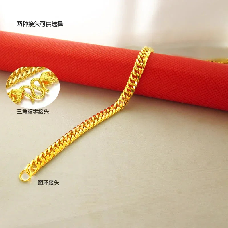 24k Necklace for Men and Women Horse Whip Thailand Tank Boss 999 100% Real Gold Plated 18k Chain Does Not Fade for Women's Gifs