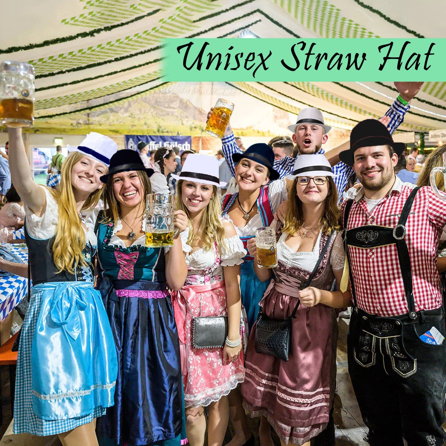 5-80Pcs Straw Hats for Men Women Panama Summer Beach Sun Hat Party Hats for Guests Wedding UPF50+ Short Brim Roll Up Trilby Hat