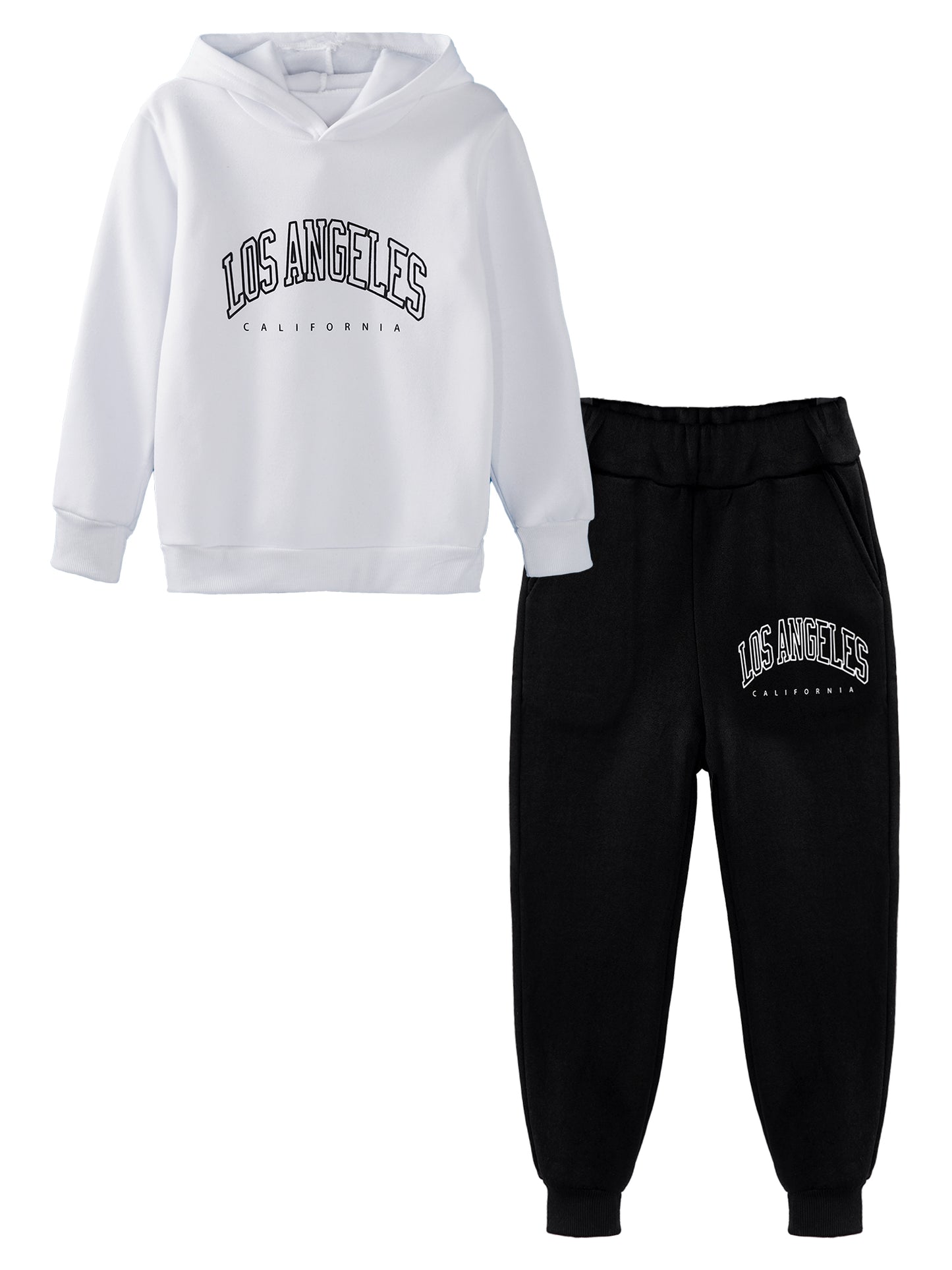 Kids Boys Girls Letter Printed Sport Suit Tracksuit Long Sleeve Hooded Pullover with Elastic Waistband Pants