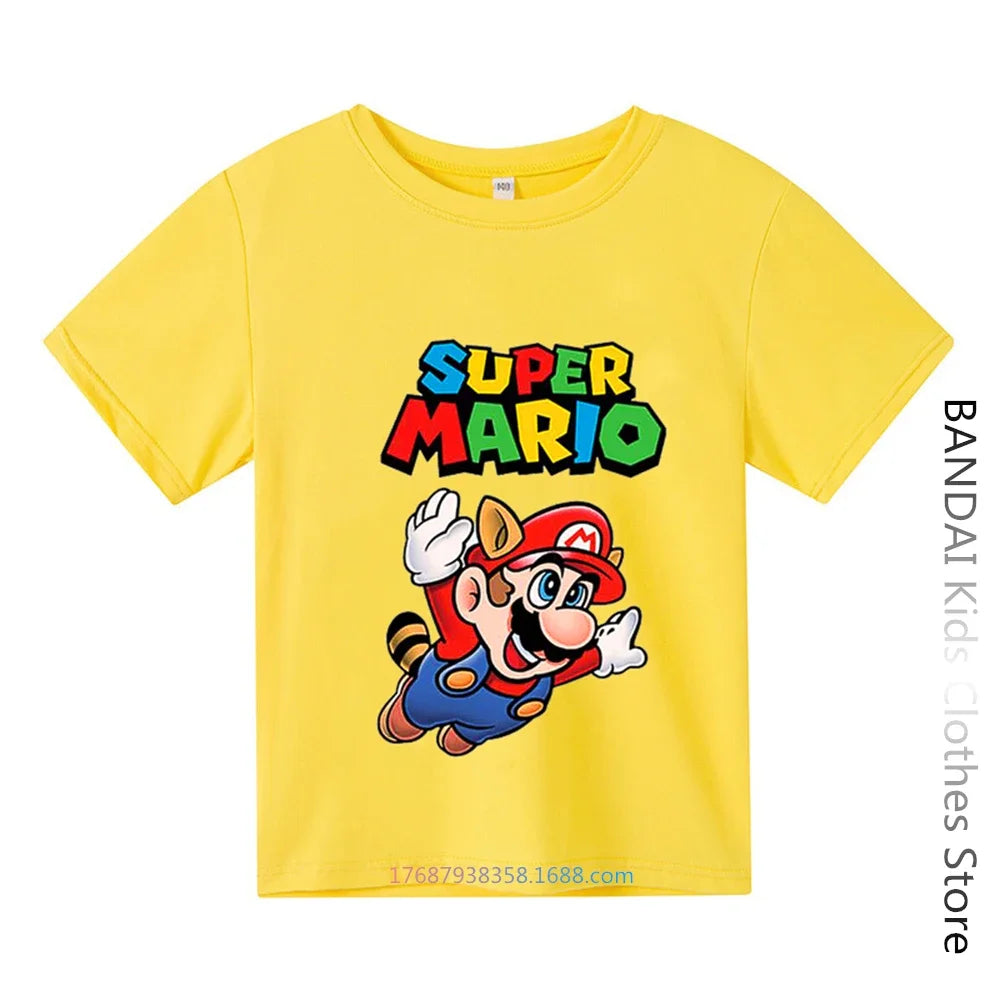 Super Mario Tshirt  Kids Fashion Baby Boy Clothes Mario Bros T-shirt Pikachu Cotton Children Tops Girls Clothing Casual Tees