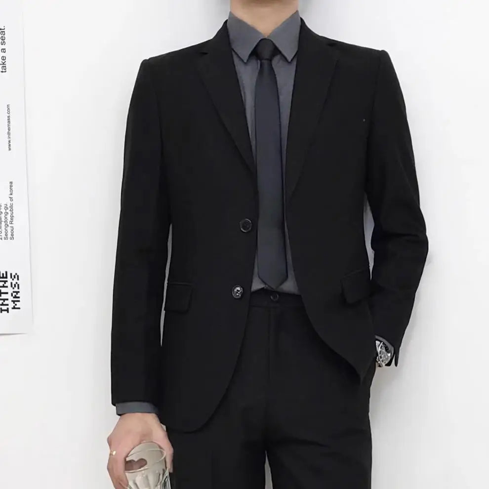 Mens Suits (SB) (Blazer+ Pants) Fashion Business Casual Slim-fit Wedding Solid Color Gentleman British Style Work Evening Dress 6XL