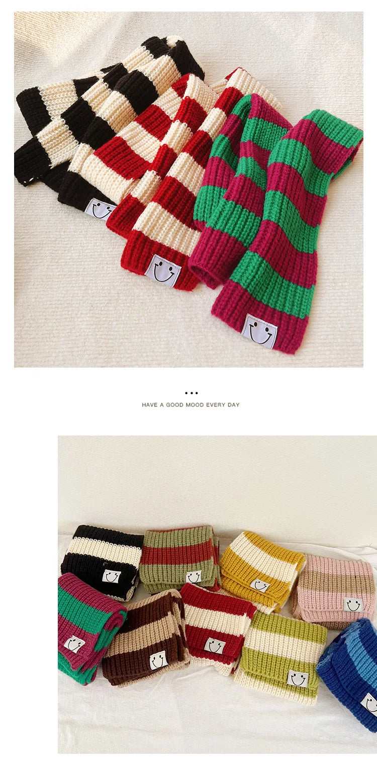 Baby Girls Boys Scarf Kids Korean Style Scarves Letter Printed Accessories Children's Knitted Bib Cotton Versatile Warm Clothing