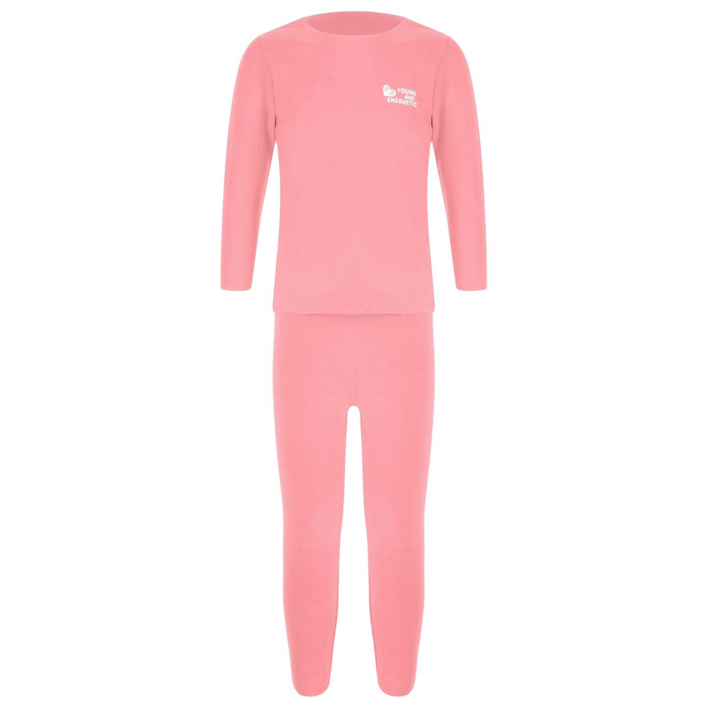 Autumn Kids Girls Boys Solid Color Thermal Underwear Set Loungewear Homewear Round Neck Long Sleeve Tops with Pants Leggings