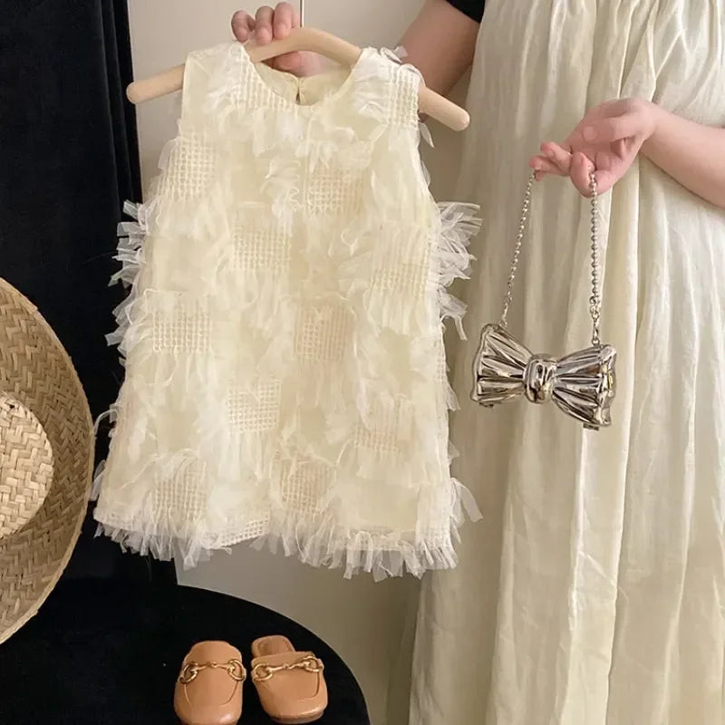 Summer Baby Girl Princess Cotton High-end Dress Sleeveless Infant Toddler Child Elegant Tulle Vestido Party Baby Clothes 18M-10Y