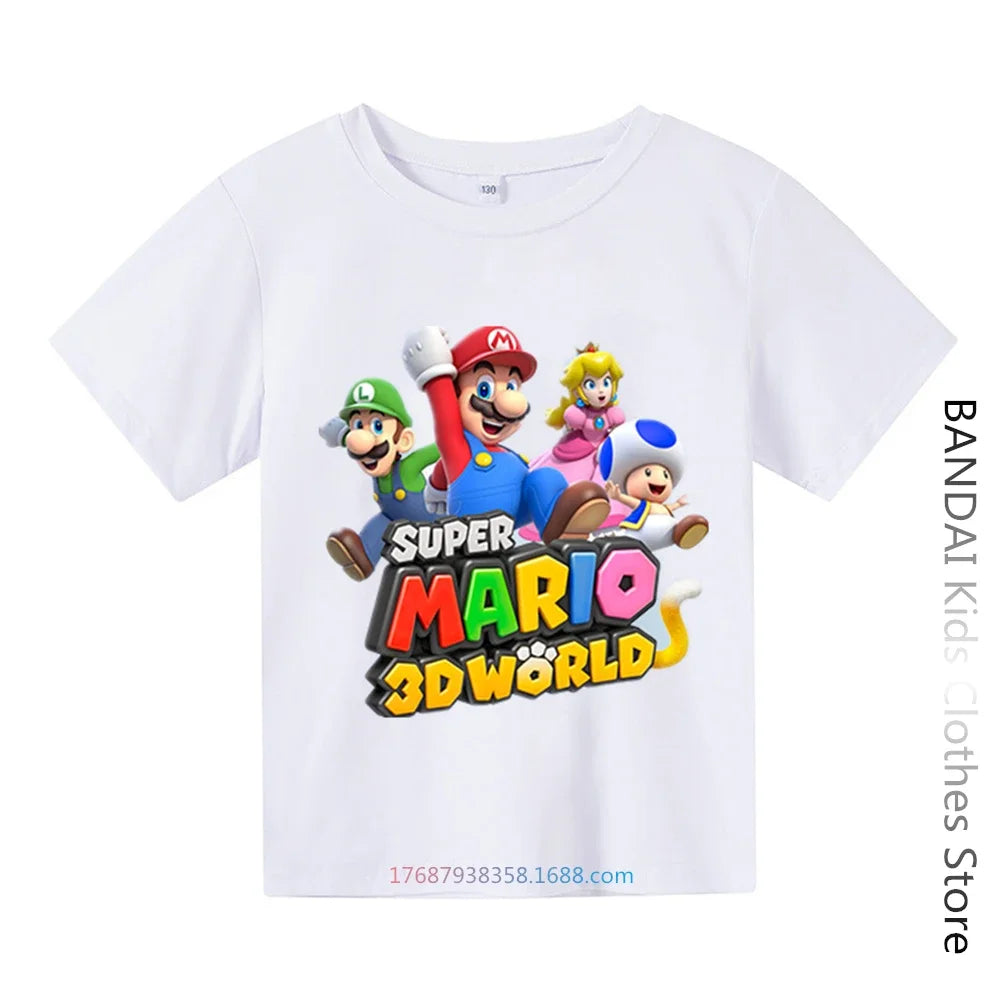 Super Mario Tshirt  Kids Fashion Baby Boy Clothes Mario Bros T-shirt Pikachu Cotton Children Tops Girls Clothing Casual Tees