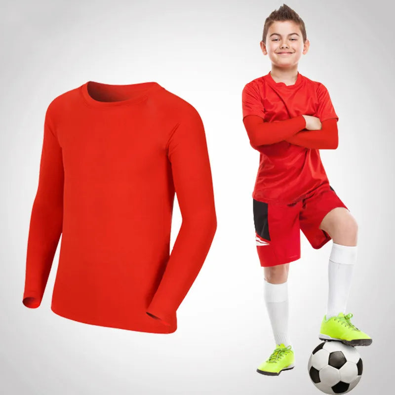 Kids Children Boy Girl Running Long T Shirt Fitness Sport Basketball Football Outdoor Hiking Jogging Riding Soccer Clothes J25