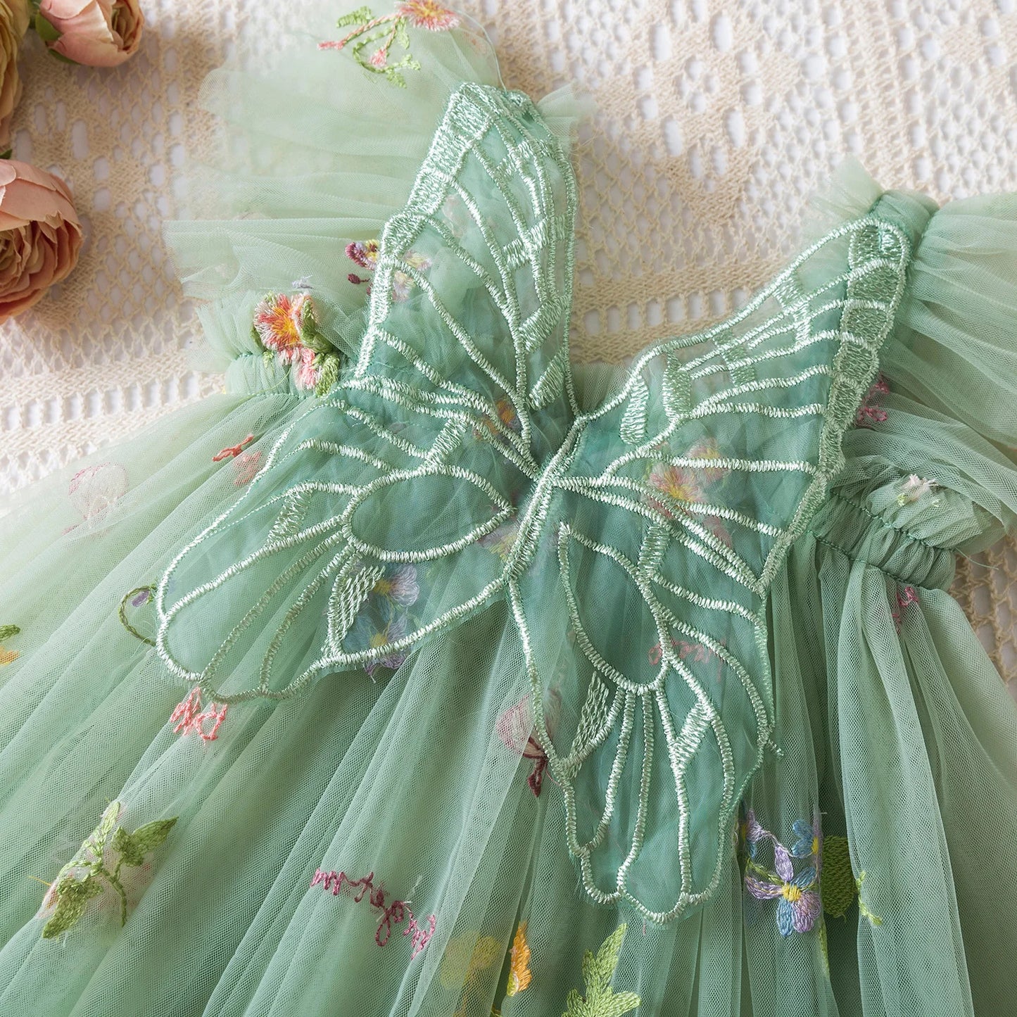 Butterfly Newborn Baby Dress New Summer Cute Baby Girls Clothes Tulle Lace Embroidery Infant Party Clothing 1 -5Y Birthday Dress
