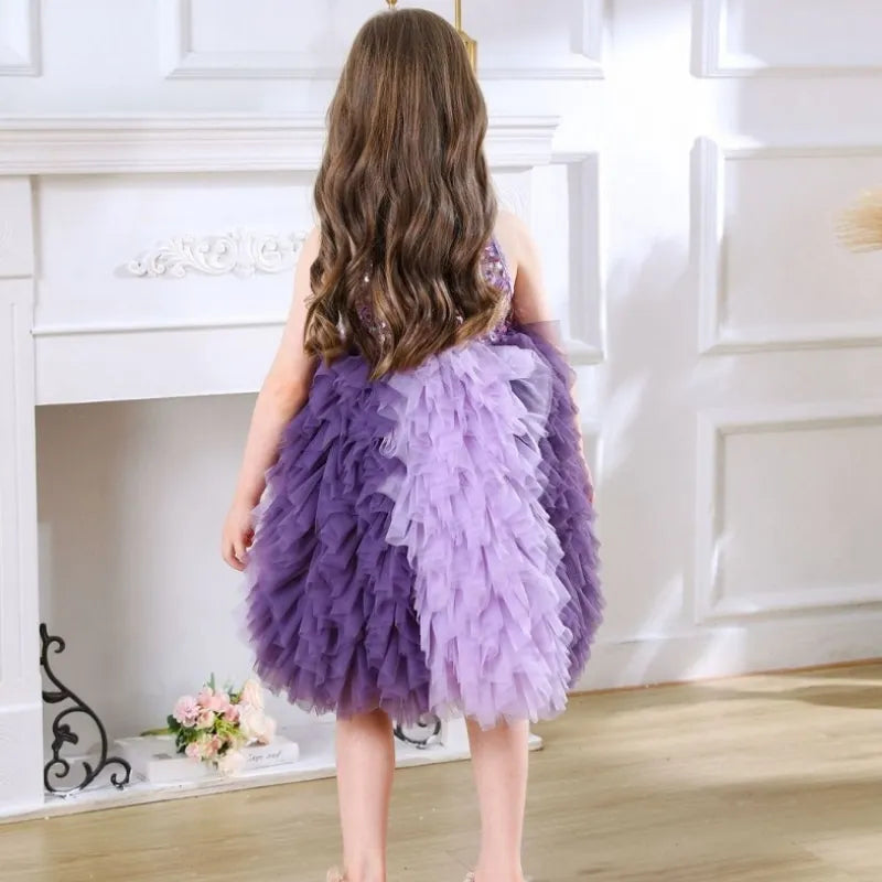 Fashion Baby Girl Princess Sequins Layered Tutu Dress Sleeveless Infant Toddler Tulle Vestido Party Birthday Baby Clothes 1-12Y