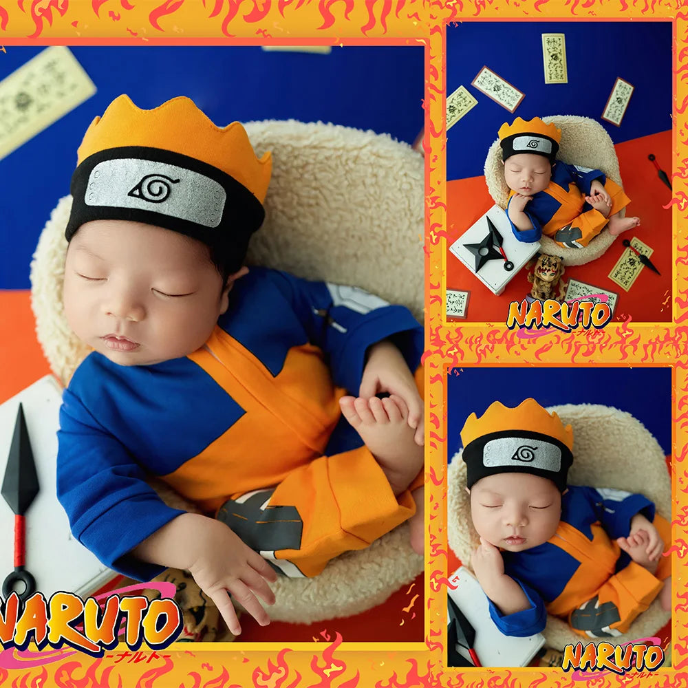Baby Boy Newborn Photoshoot Outfits Jumpsuit Hairband 2pcs/Set Cartoon Cosplay Clothes Studio Infant Photo Costume Shooting Prop