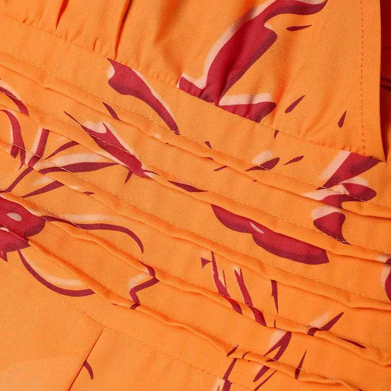 Plus Size 5XL VONDA Women Summer Jumpsuits Sexy V-Neck Flare Sleeve Printed Long Romper Casual High Elastic Waist Playsuits