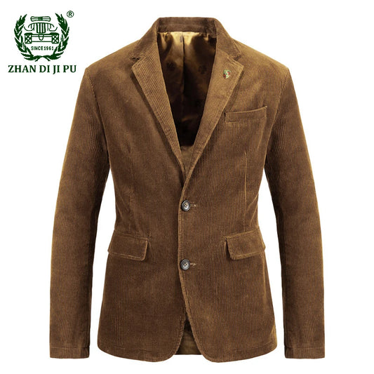 Brand Corduroy (SB) Business Blazer Men Spring Autumn Vintage Mens Jackets Cotton Casual Slim Fit Suit Male Size M-4XL Blazer Homme