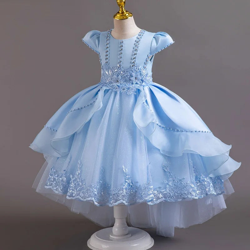 New High quality baby lace princess dress for girl elegant birthday party trailing dress Baby girl's christmas clothes 3-12yrs