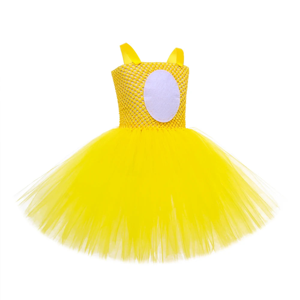 Yellow Duck Baby Girls Dress Up Costume Cute Animal Kids Easter Party Dresses Girl Princess Tulle Dress Summer Spring Clothes